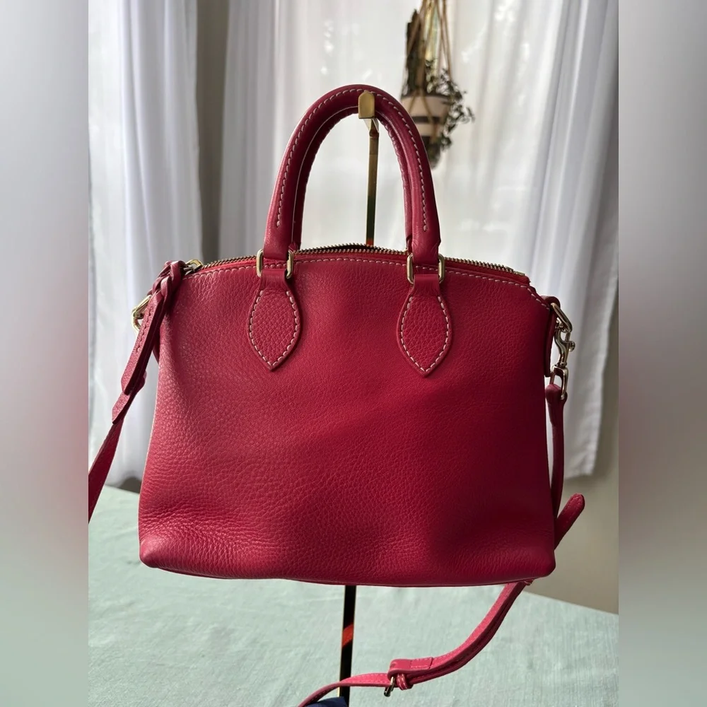 Dooney & Bourke Raspberry Hot Pink Leather Small Crossbody Satchel strap - Picture 4 of 16